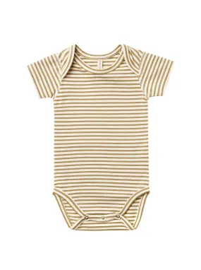 The Short Sleeve Onesie by Quincy Mae - Gold Stripe