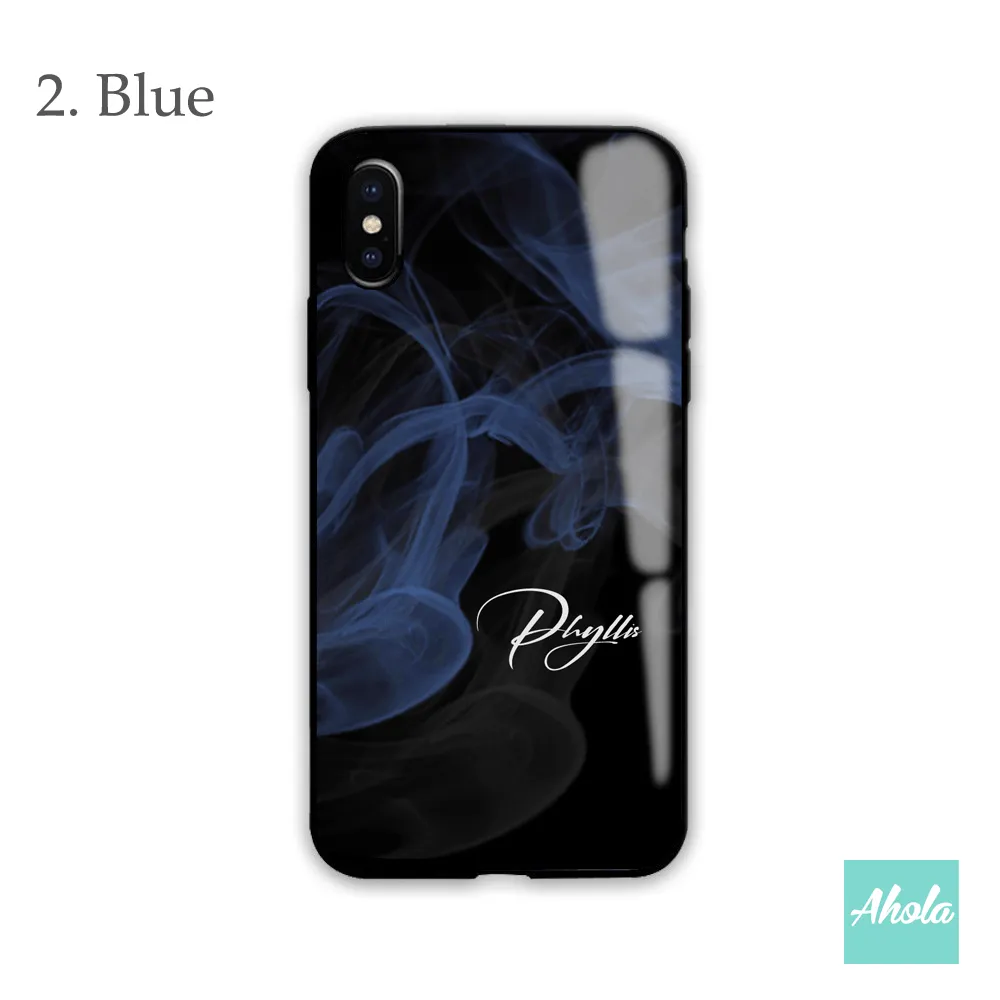 【Tinted Smoke】Black bumper tempered glass phone Case 有色煙霧全包邊玻璃名字電話殼