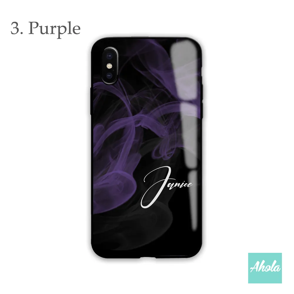 【Tinted Smoke】Black bumper tempered glass phone Case 有色煙霧全包邊玻璃名字電話殼