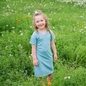 Toddler T-Shirt Dress in Dusty Blue