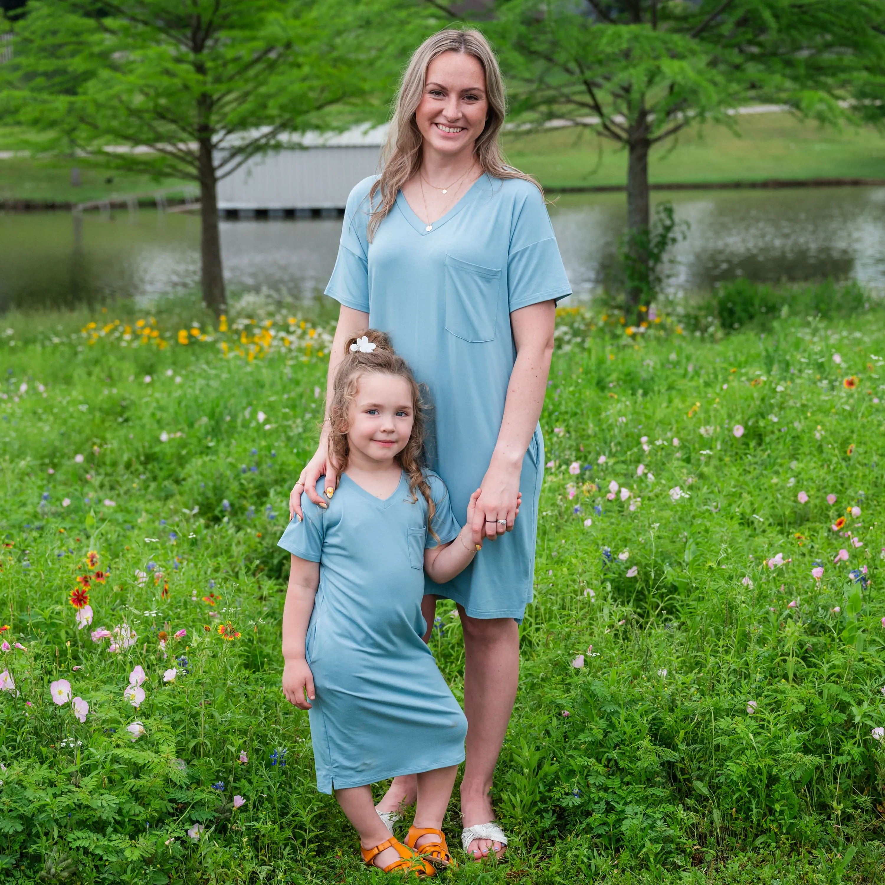 Toddler T-Shirt Dress in Dusty Blue