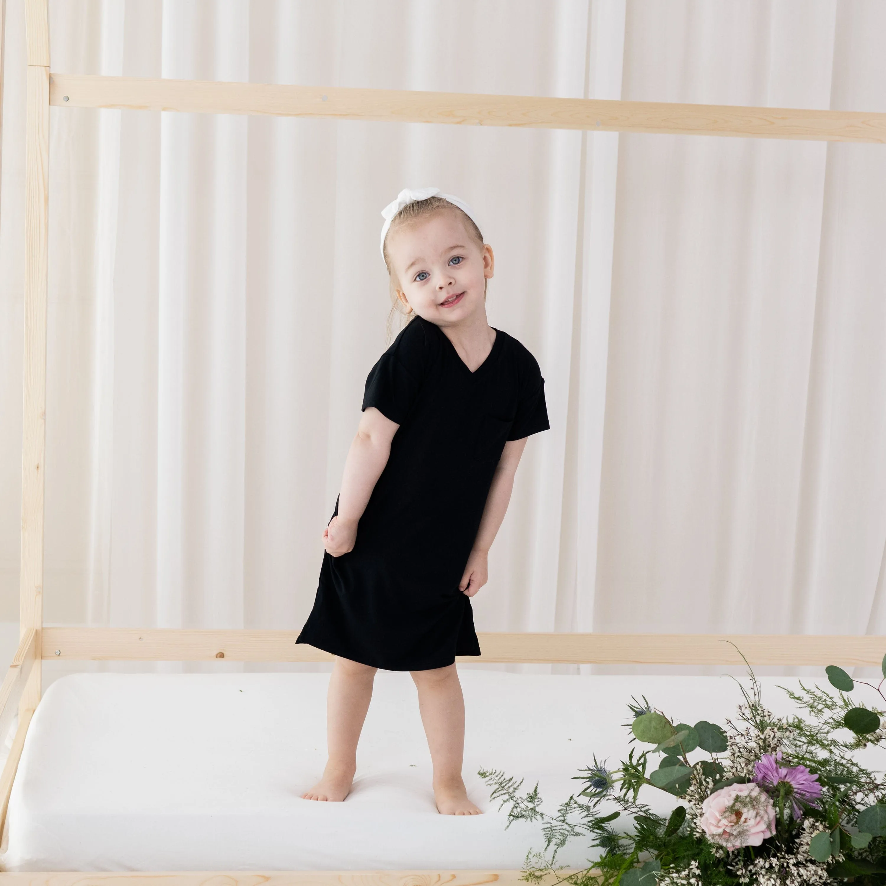 Toddler T-Shirt Dress in Midnight