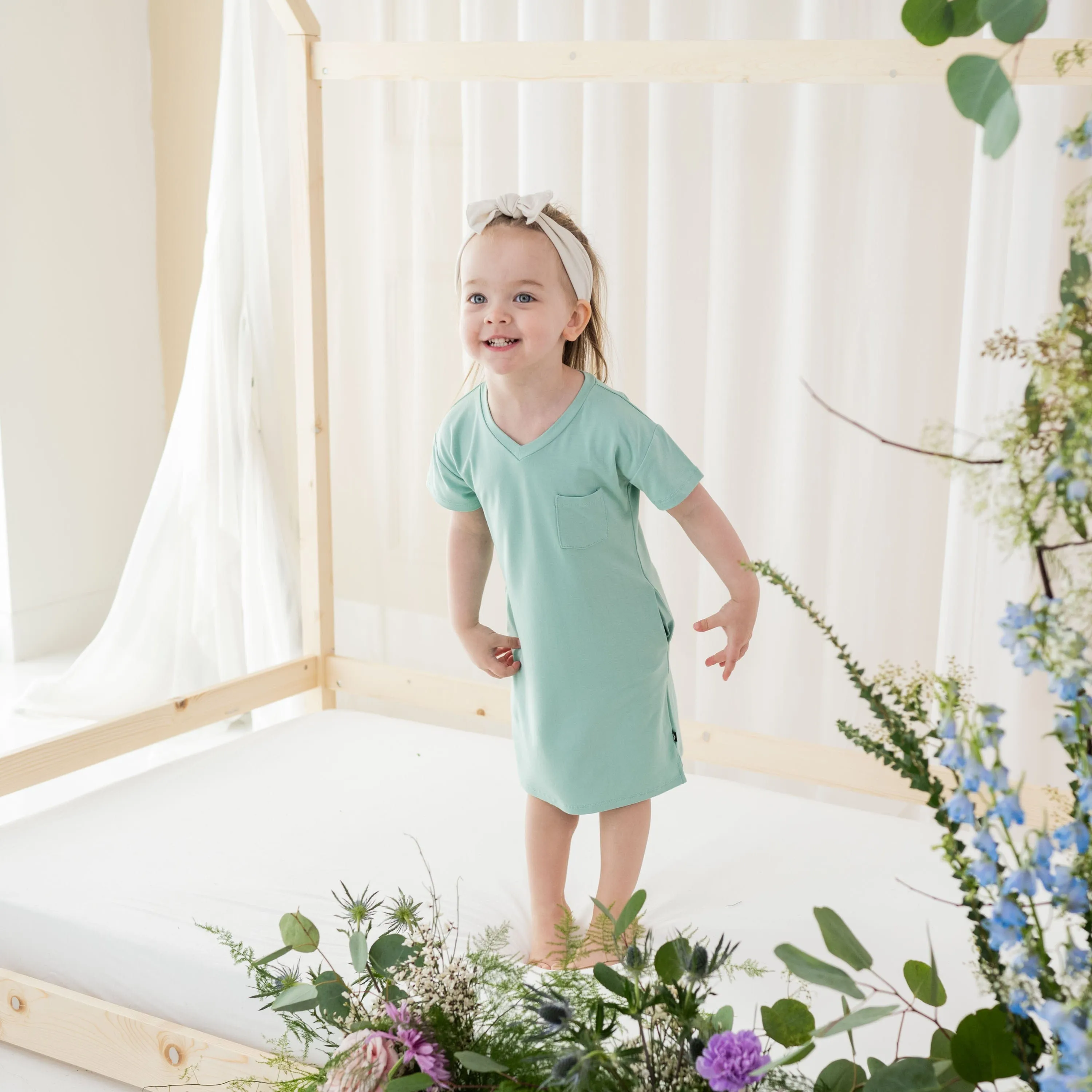 Toddler T-Shirt Dress in Wasabi