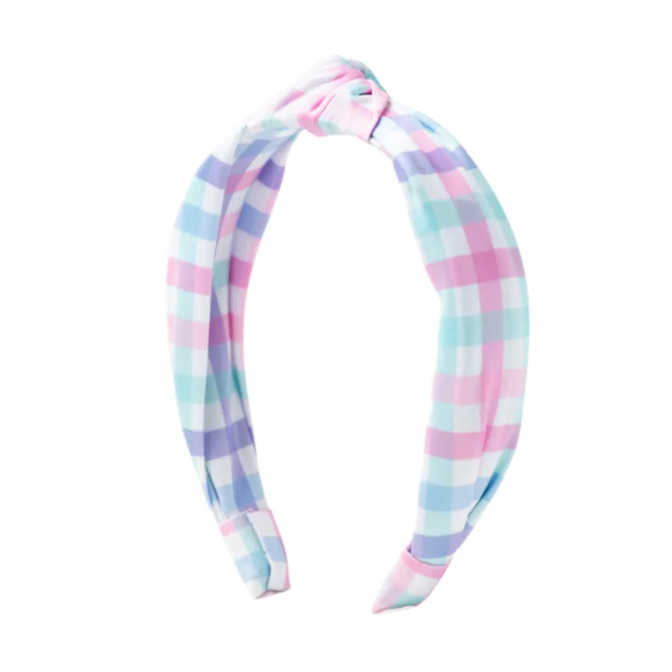 Top Knot Headband - Blue Sky Plaid