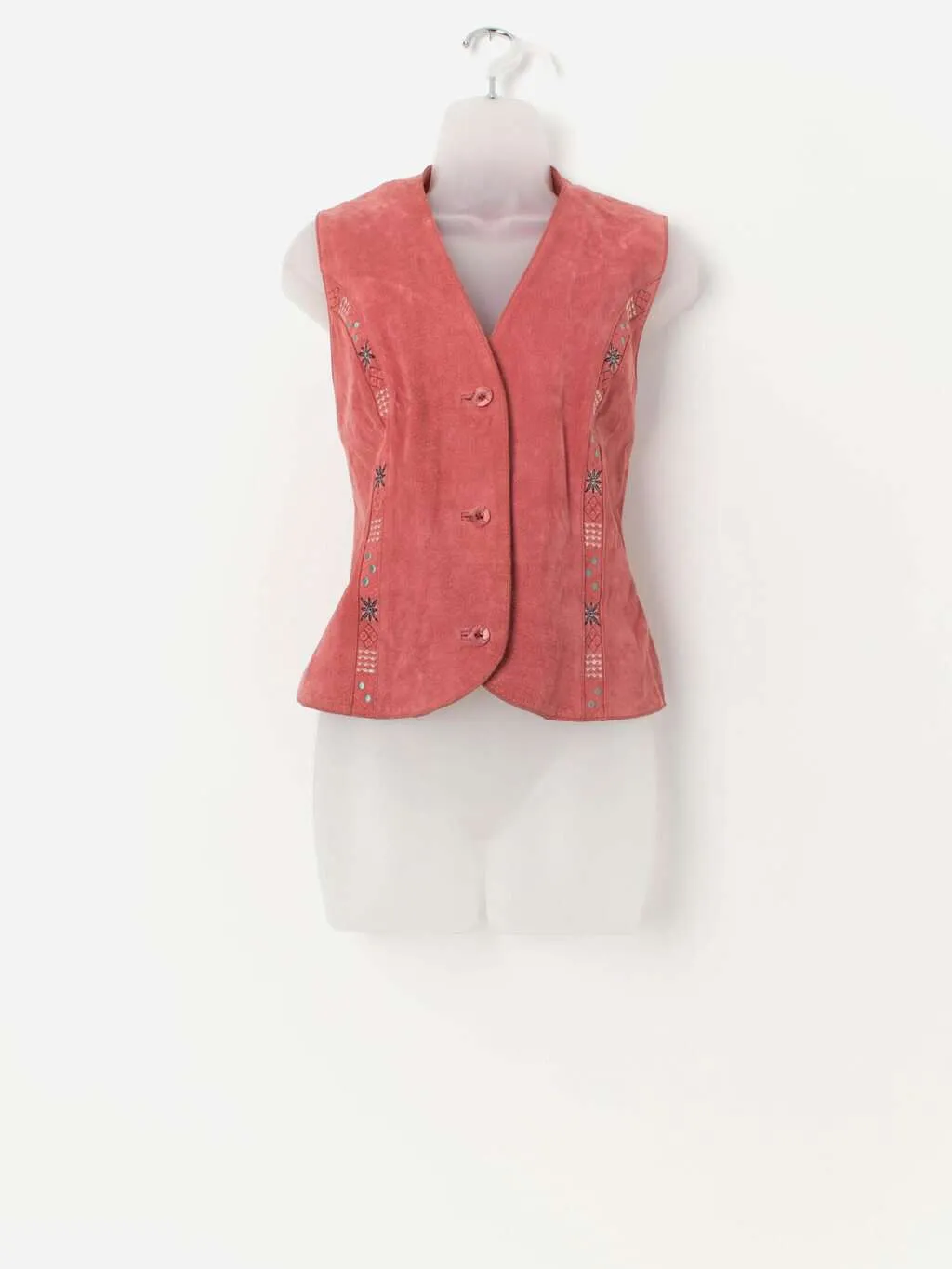 Vintage pink suede embroidered vest – Medium / Large