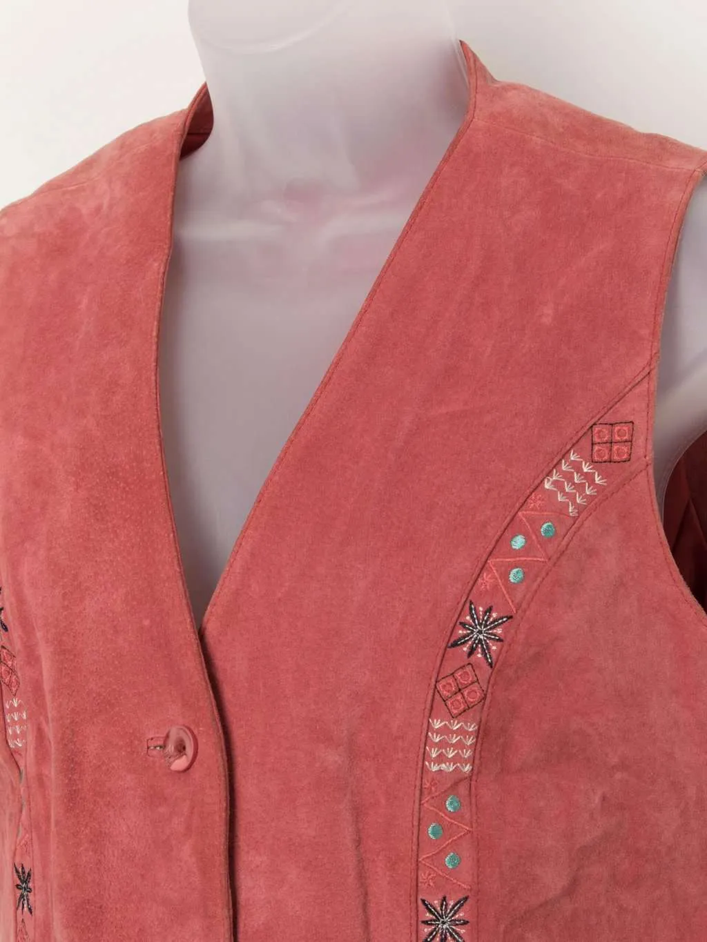 Vintage pink suede embroidered vest – Medium / Large