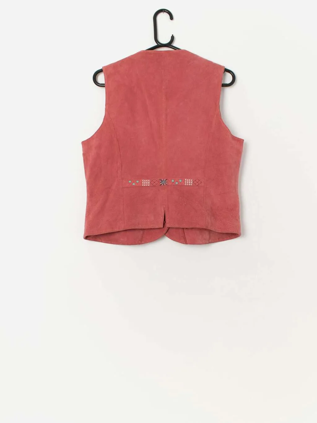 Vintage pink suede embroidered vest – Medium / Large