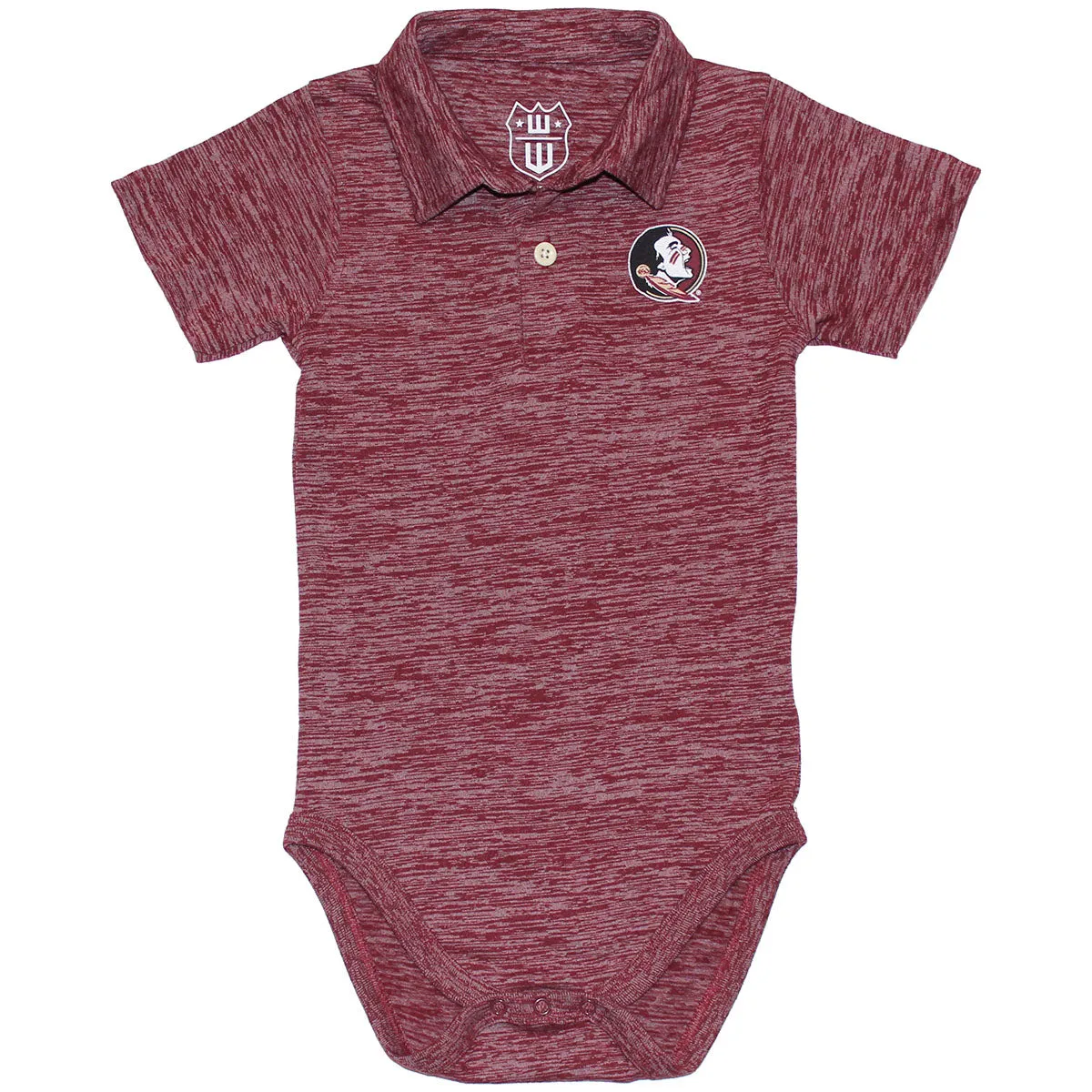 Wes & Willy Infant Seminole Logo Cloudy Yarn Polo Onesie - Garnet