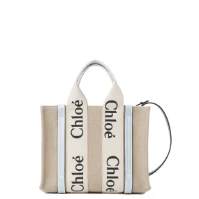 Woody Tote Small Strap Linen, Shady Blue