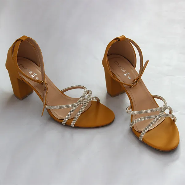 Yellow Block Heel Sandal for women