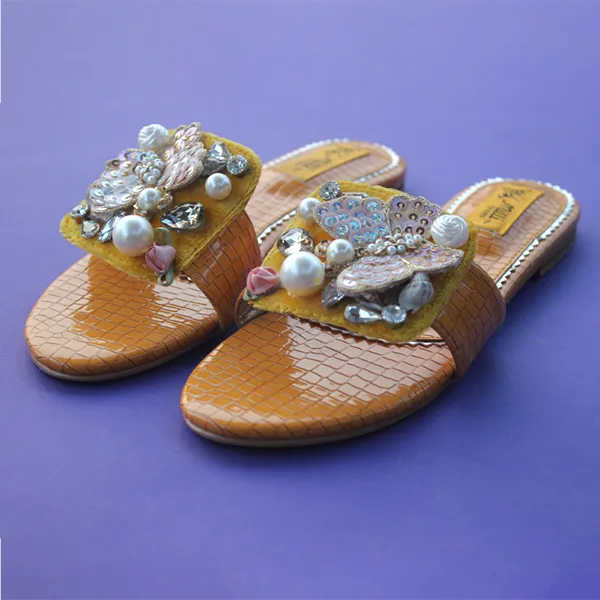 Yellow Fancy & Stylish Slippers for women