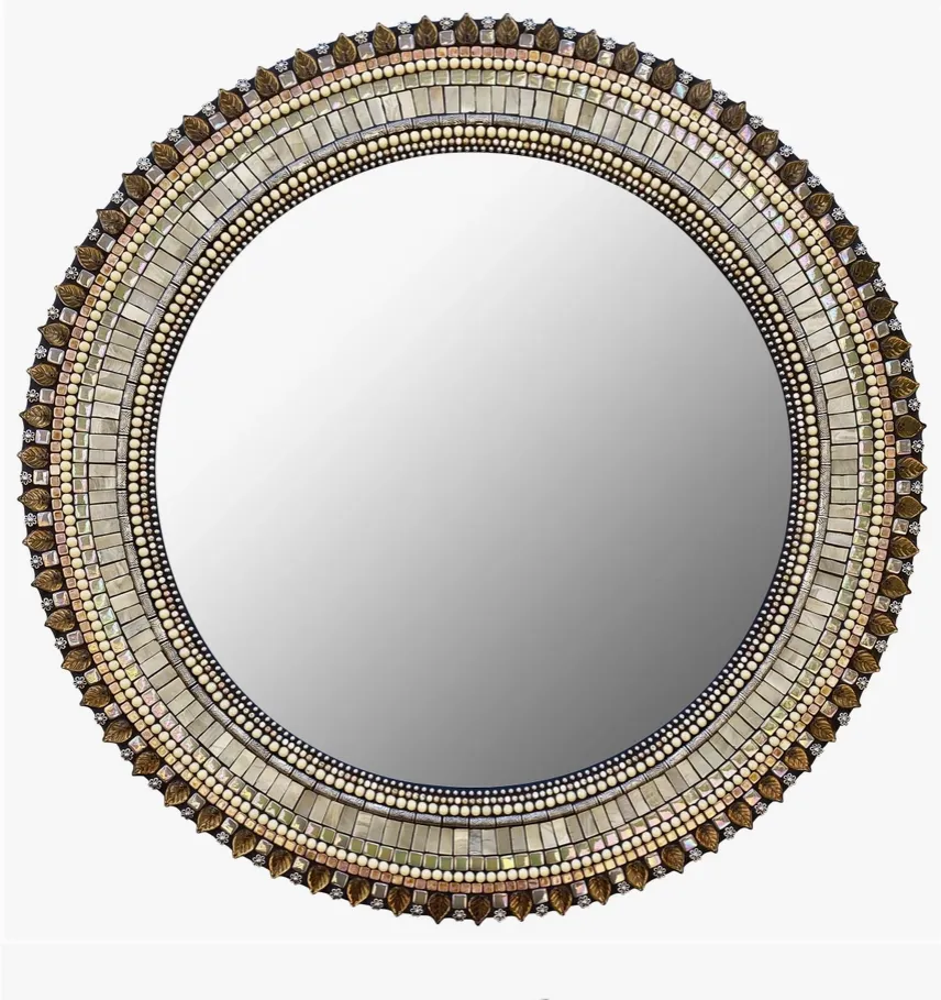 Zetamari Mosaic Artworks - 19 Round Mirror (Beige Bronze)