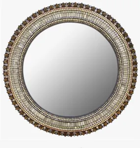 Zetamari Mosaic Artworks - 19 Round Mirror (Beige Bronze)